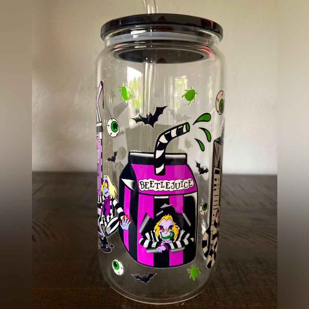Hand Crafted Beetlejuice Glass Tumbler - Picture 7 of 11